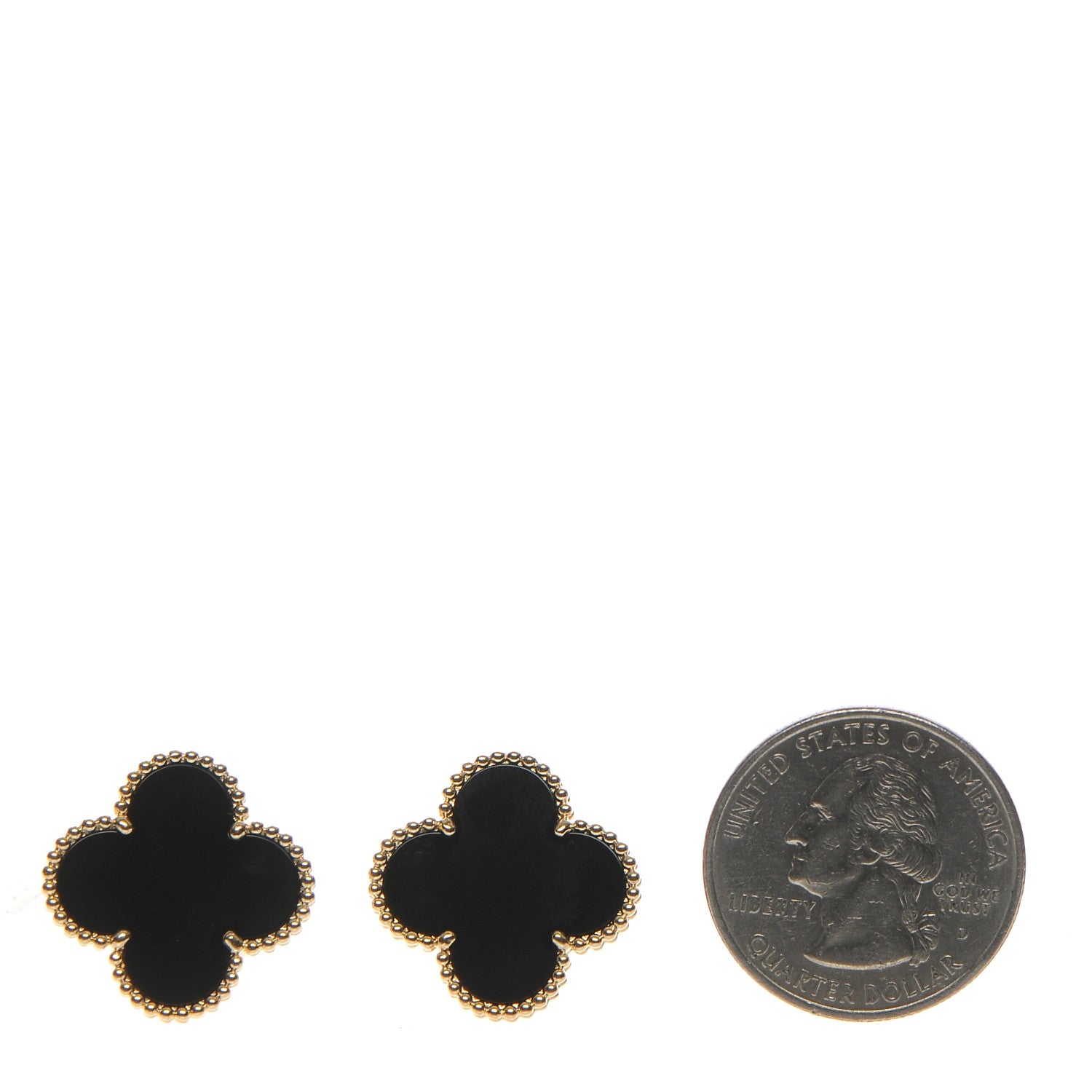 Van Cleef & Arpels 18K Yellow Gold Black Onyx Vintage Alhambra Earrings 2 of 6
