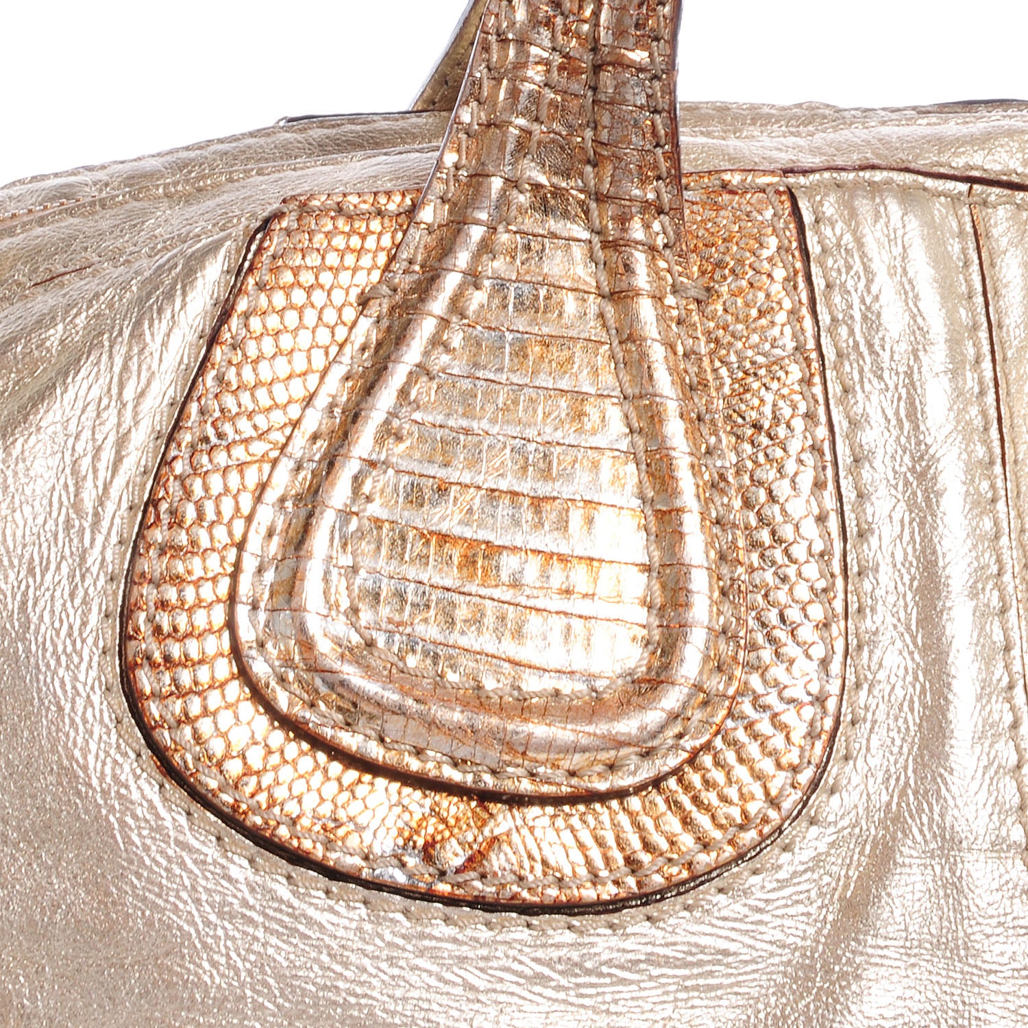 Givenchy Metallic Calfskin Lizard Embossed Large Nightingale Gold 6 of 11