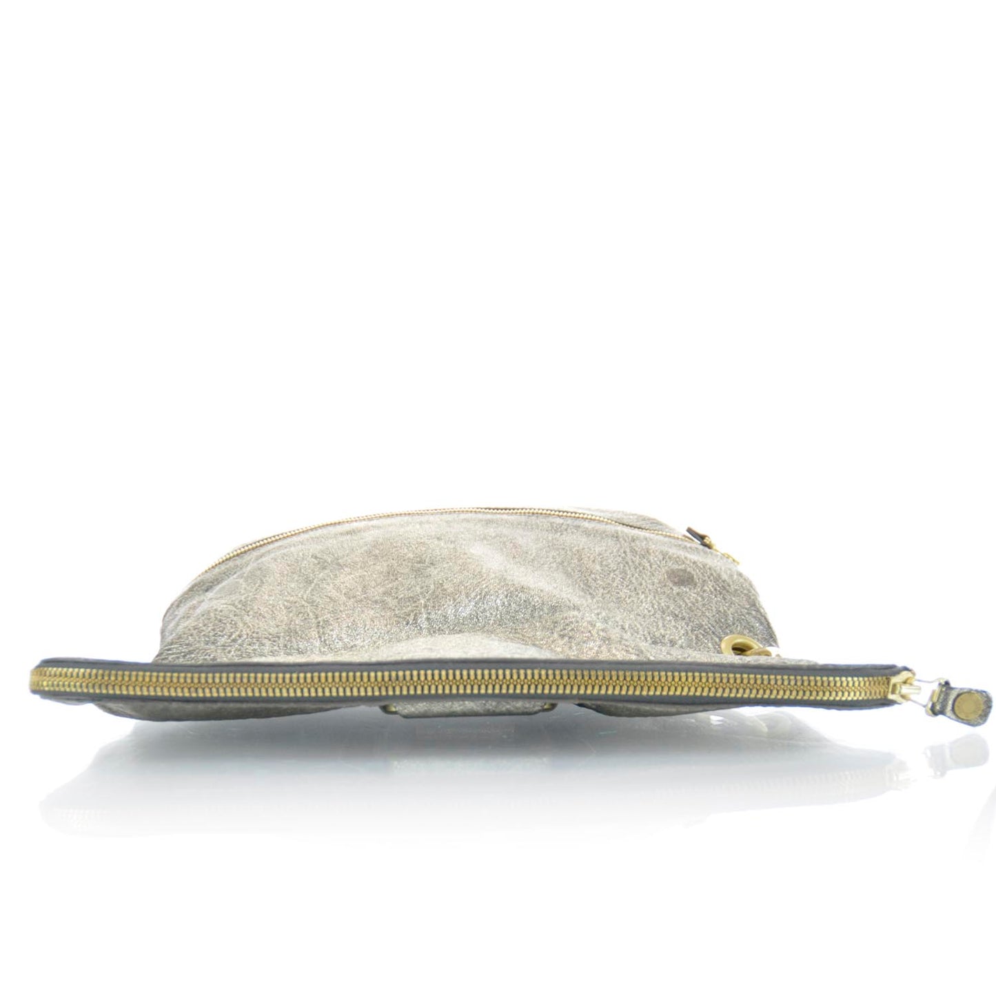 Leather Mave Foldover Clutch Metallic