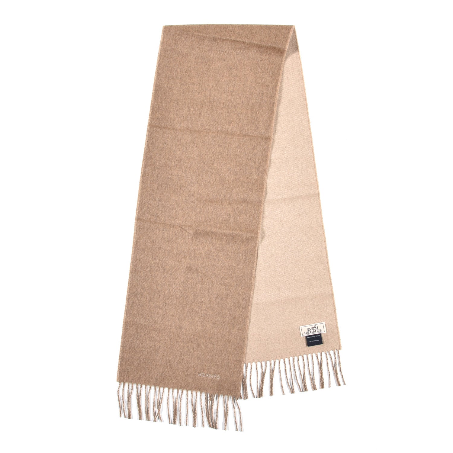 Hermes Cashmere Recto Verso Muffler Marron Glace Craie 2 of 5