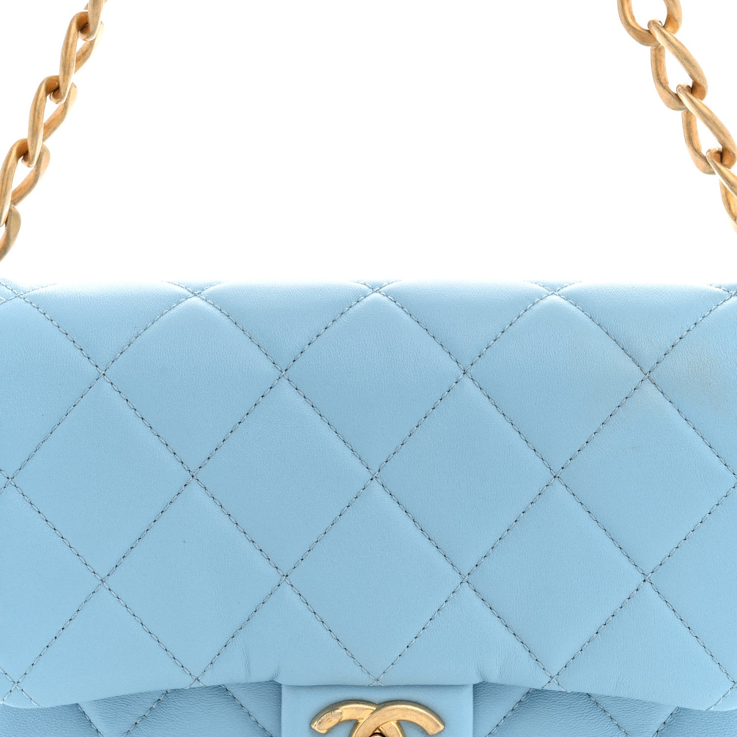 Chanel Lambskin Quilted CC Chain Flap Light Blue 7 of 9