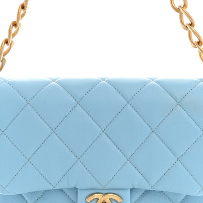 Chanel Lambskin Quilted CC Chain Flap Light Blue 7 of 9