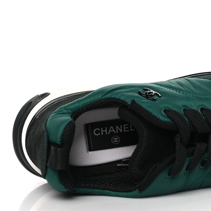 Chanel Nylon Suede Calfskin CC Sneakers 41 Green 6 of 8