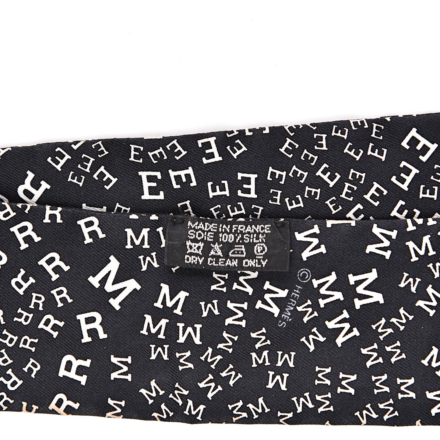 Silk Scattered Letters Twilly Black
