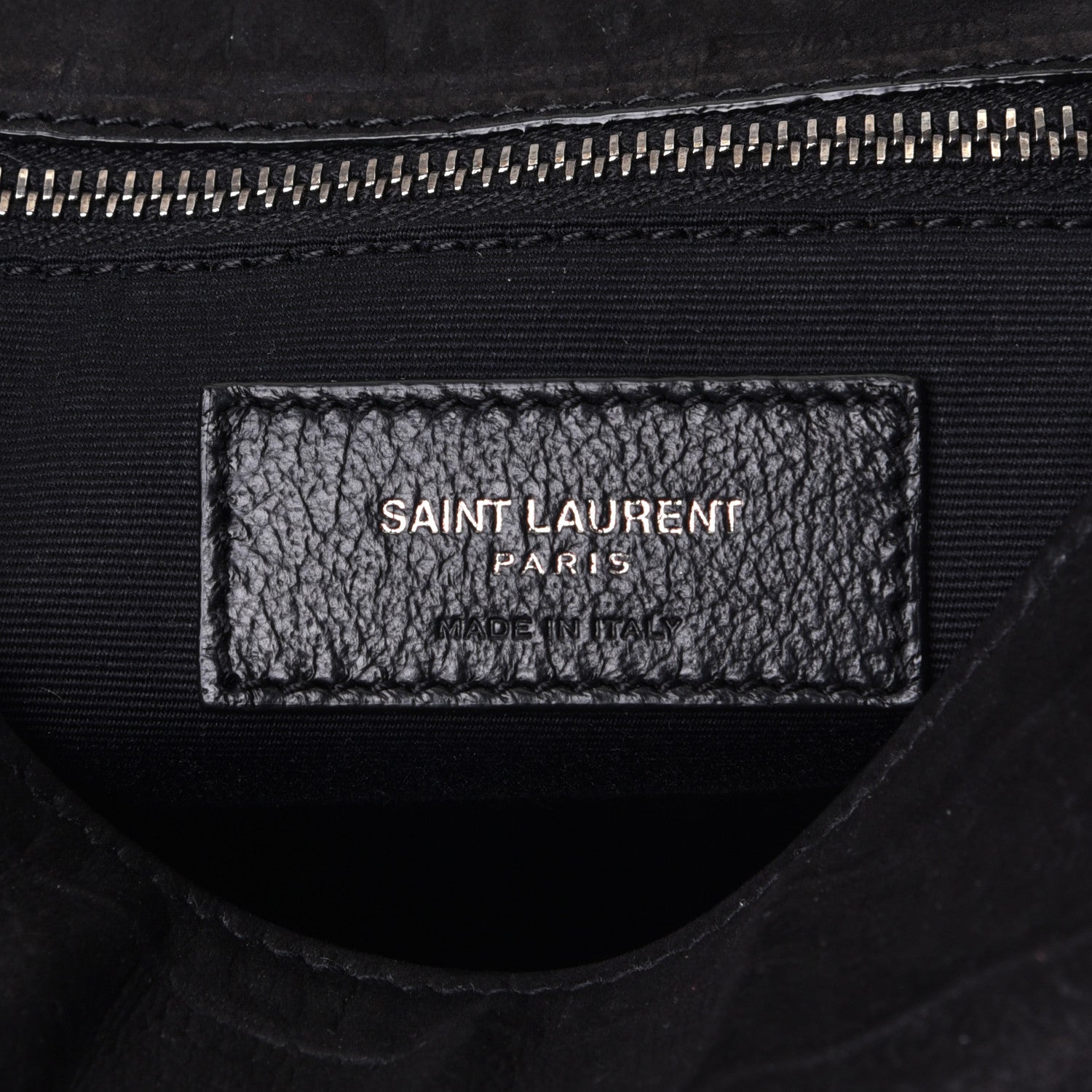 Saint Laurent Nubuck Crocodile Embossed Monogram Medium Niki Chain Satchel Black 9 of 10