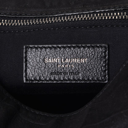 Saint Laurent Nubuck Crocodile Embossed Monogram Medium Niki Chain Satchel Black 9 of 10