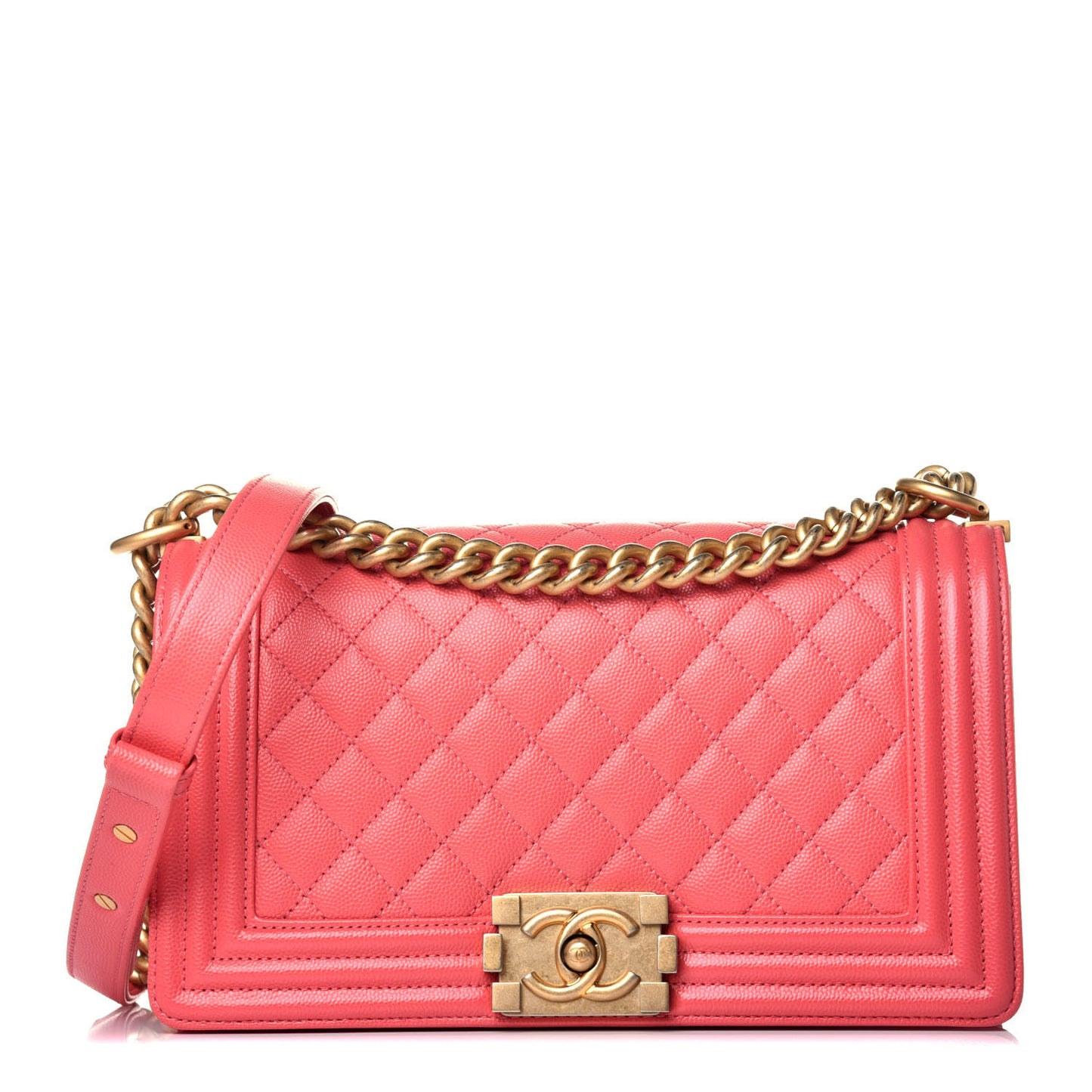 Caviar Quilted Medium Boy Flap Pink