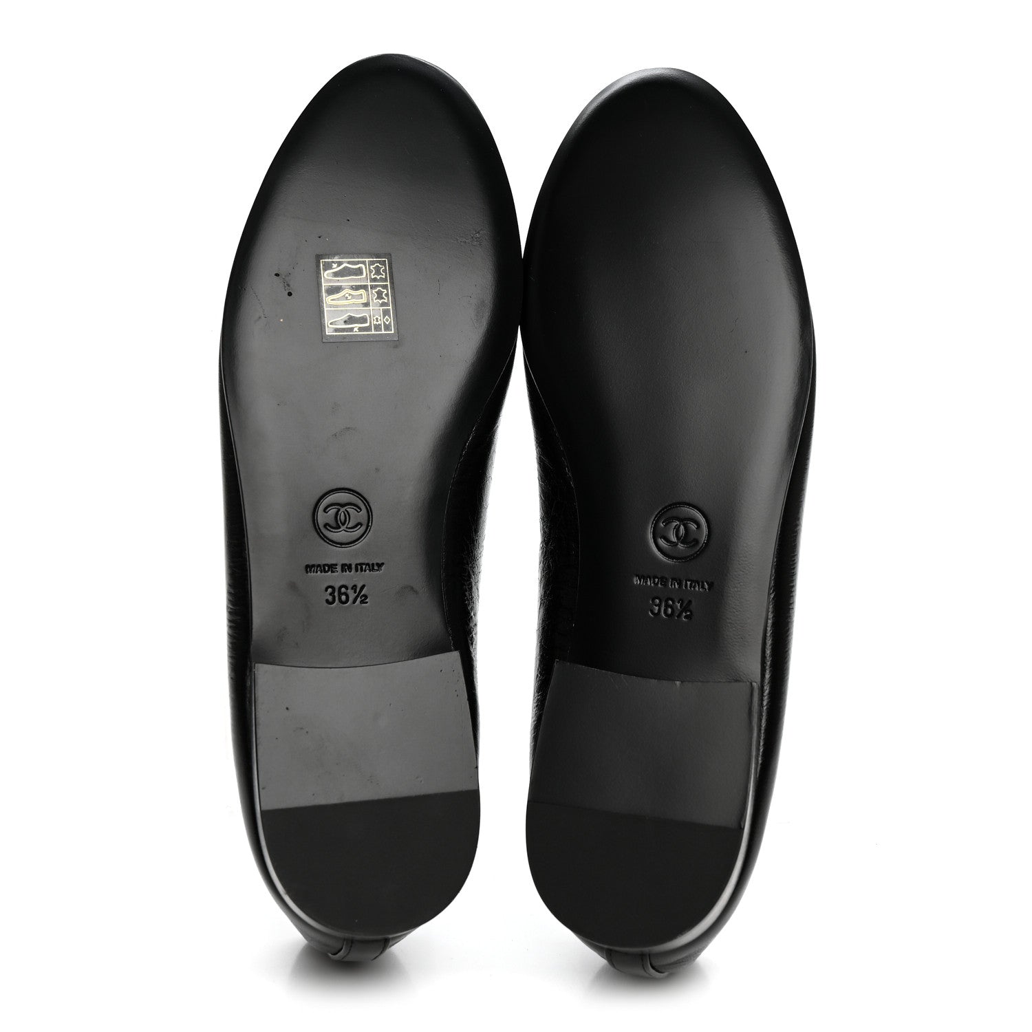 Chanel Crumpled Shiny Lambskin Cap Toe CC Ballerina Flats 36.5 Black White 6 of 9