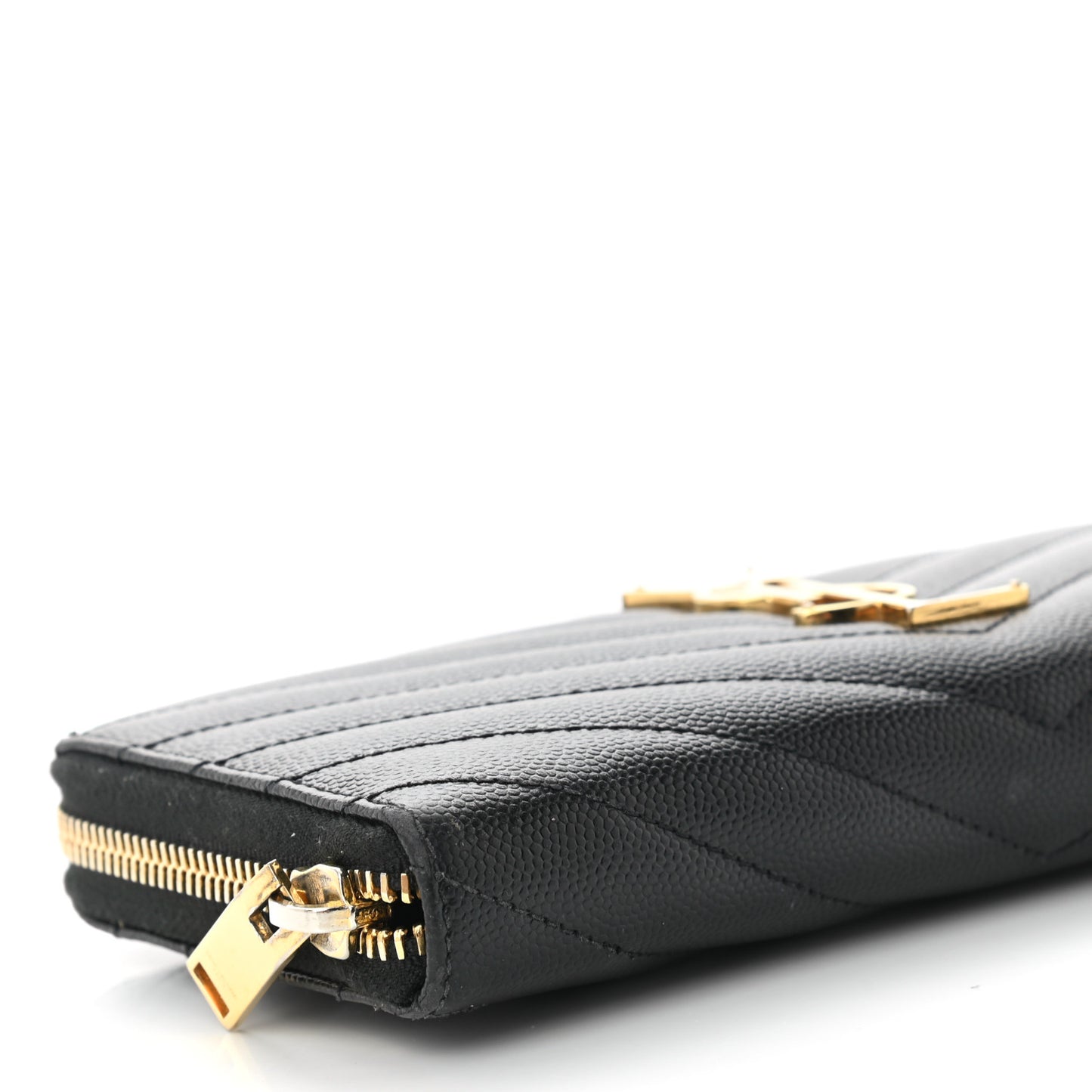Grain De Poudre Matelasse Chevron Monogram Zip Around Wallet Black