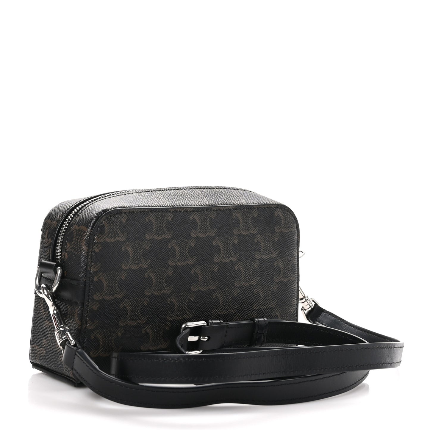 Triomphe Canvas Mini Bowling Shoulder Bag Black
