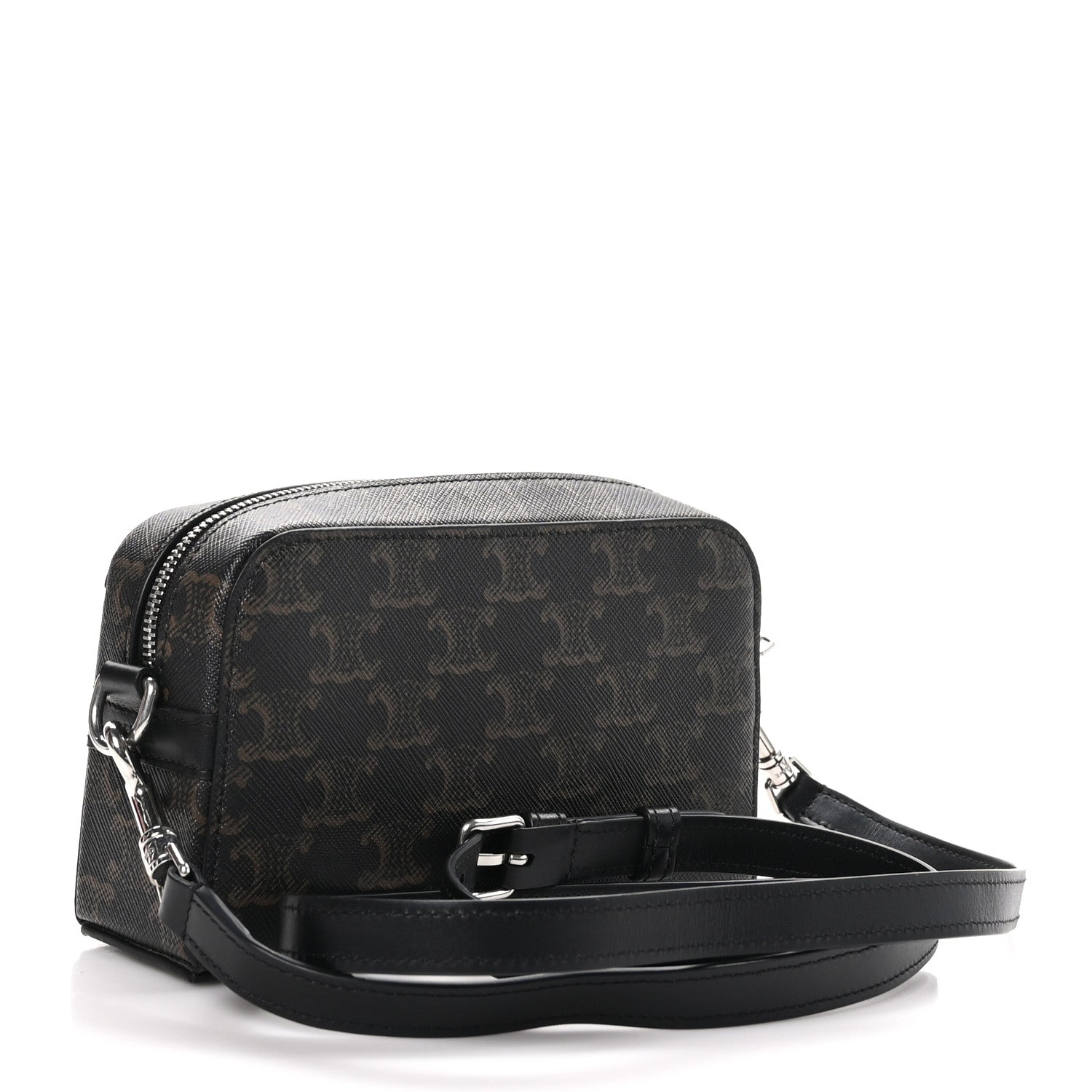 Celine Triomphe Canvas Mini Bowling Shoulder Bag Black 3 of 10