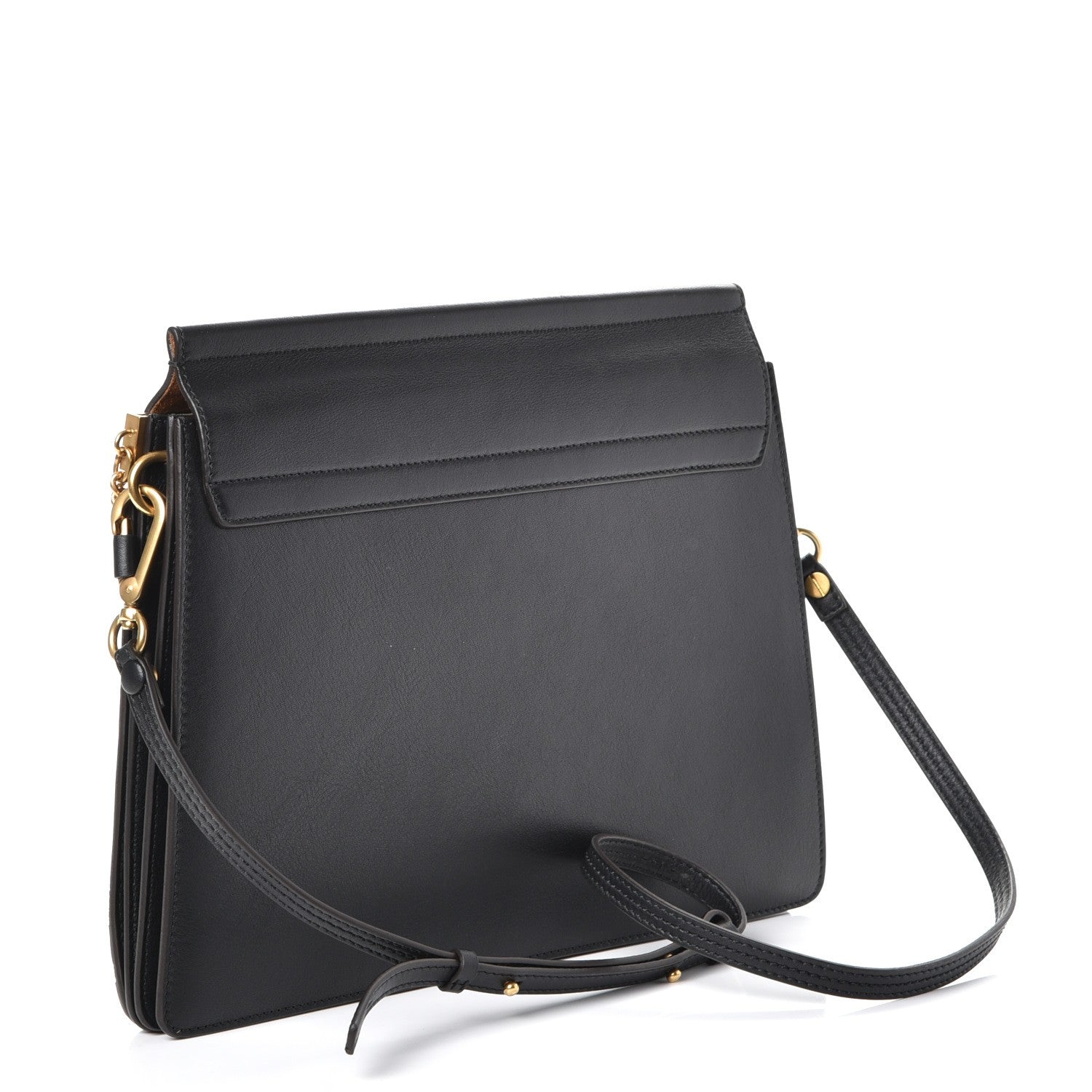 Chloe Calfskin Floral Patchwork Medium Faye Shoulder Bag Black Brown 3 of 7
