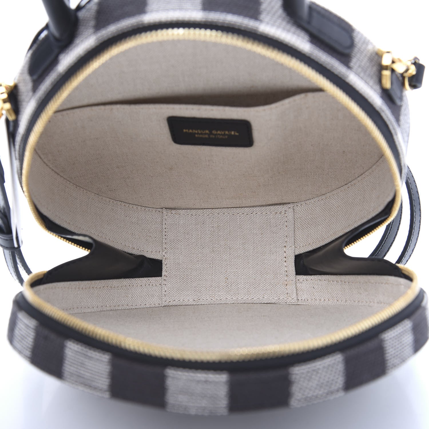 Mansur Gavriel Canvas Gingham Check Circle Crossbody Black White 6 of 9