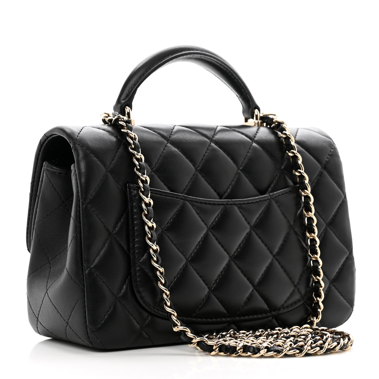 Chanel Lambskin Quilted Mini Top Handle Rectangular Flap Black 3 of 10