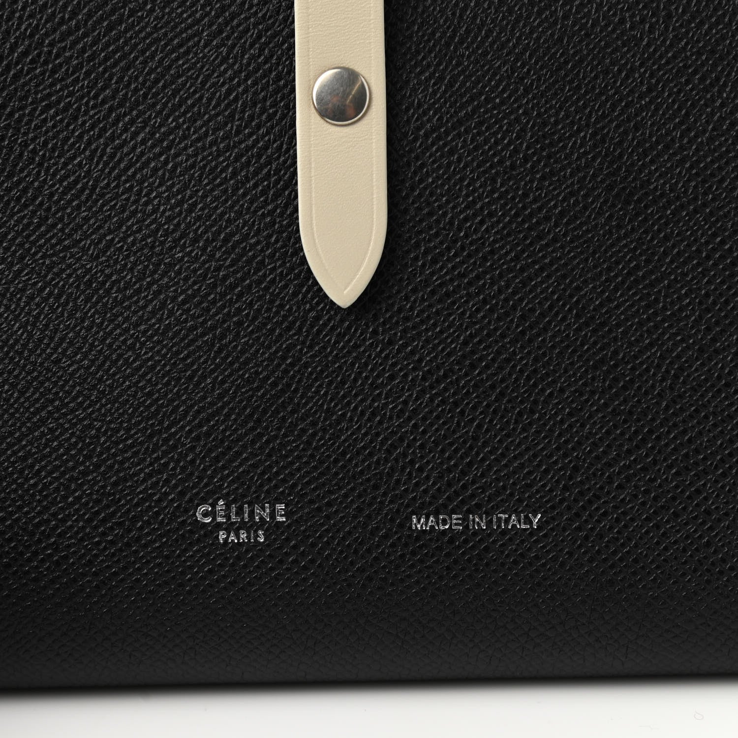 Celine Grained Calfskin Large Multifunction Strap Wallet Black Chalk 6 of 7