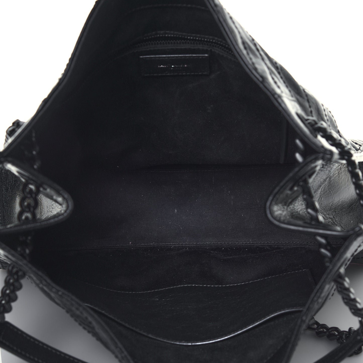 Crinkled Calfskin Matelasse Monogram Medium Niki Shopper Tote Black