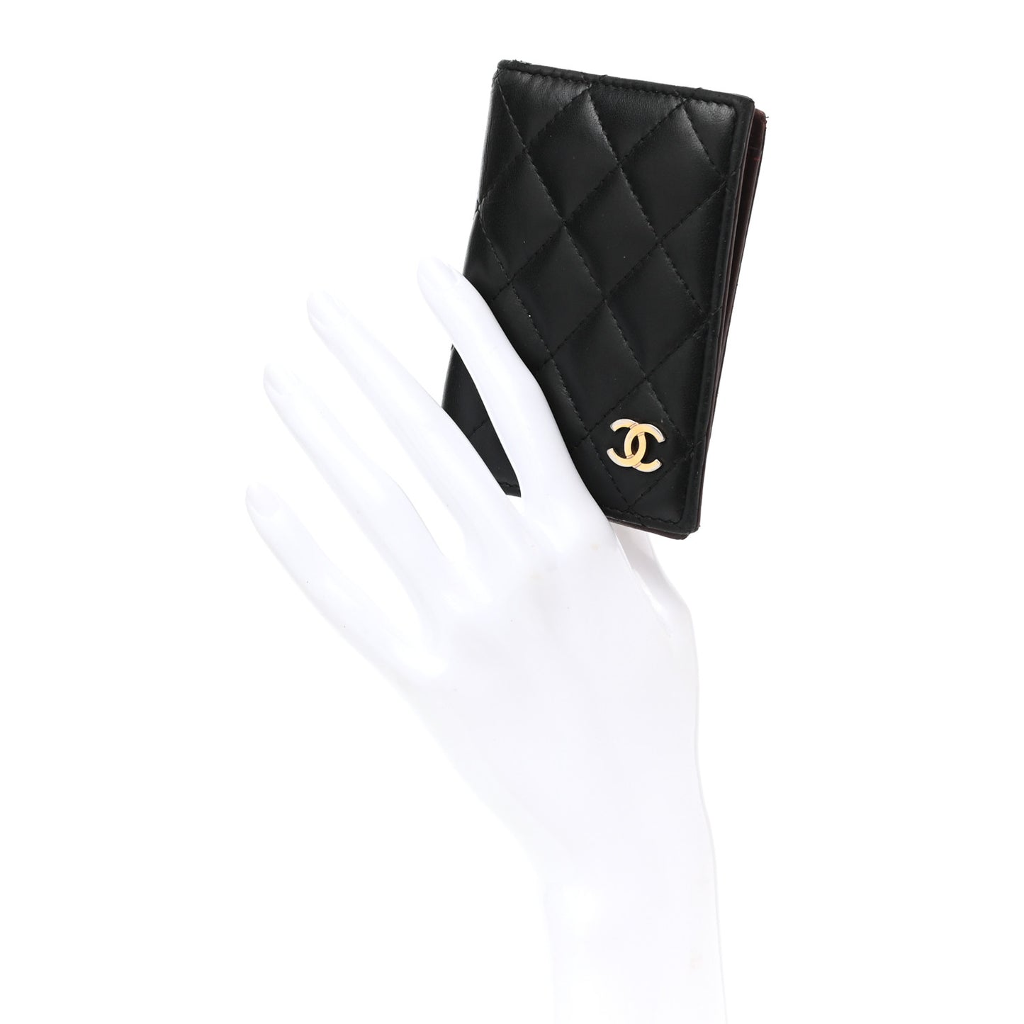 Lambskin Quilted Card Holder Wallet Black