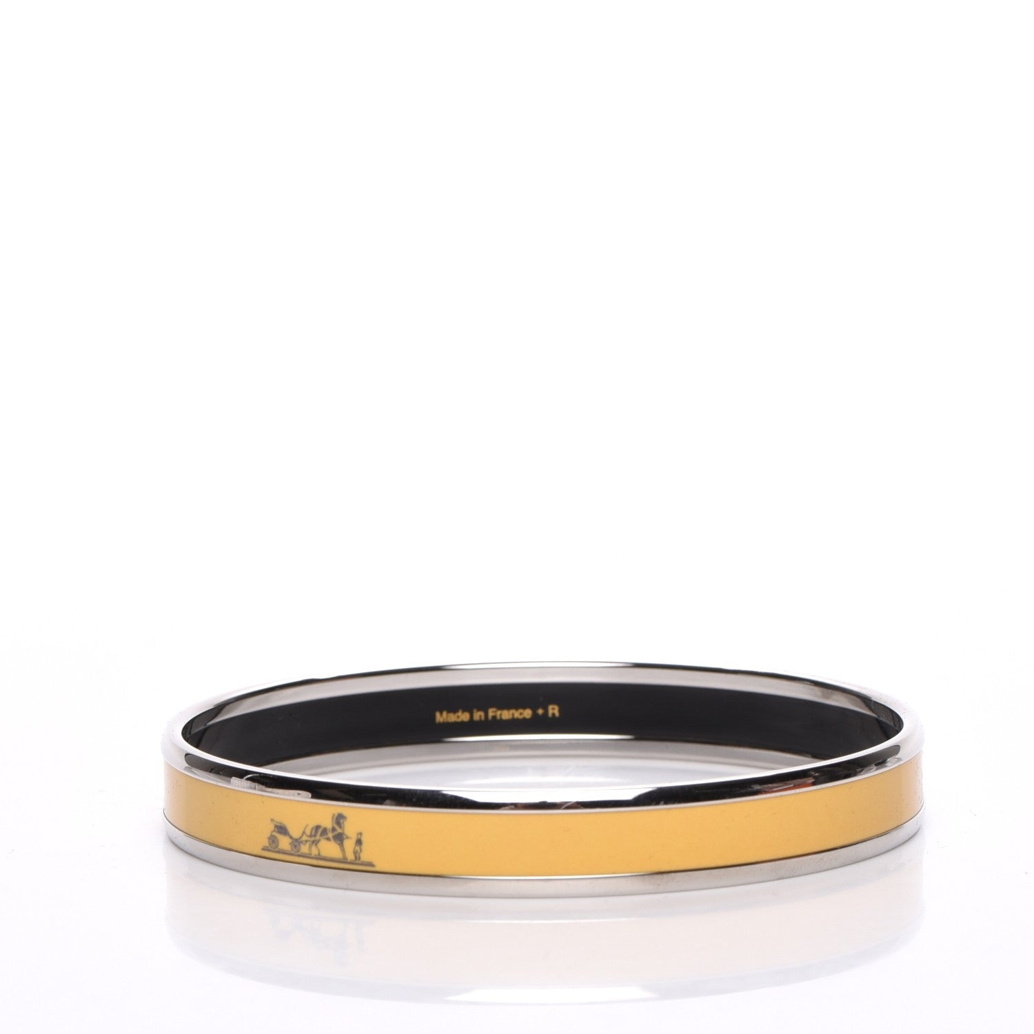 Hermes Enamel Printed Narrow Caleche Bracelet 65 Yellow 5 of 5