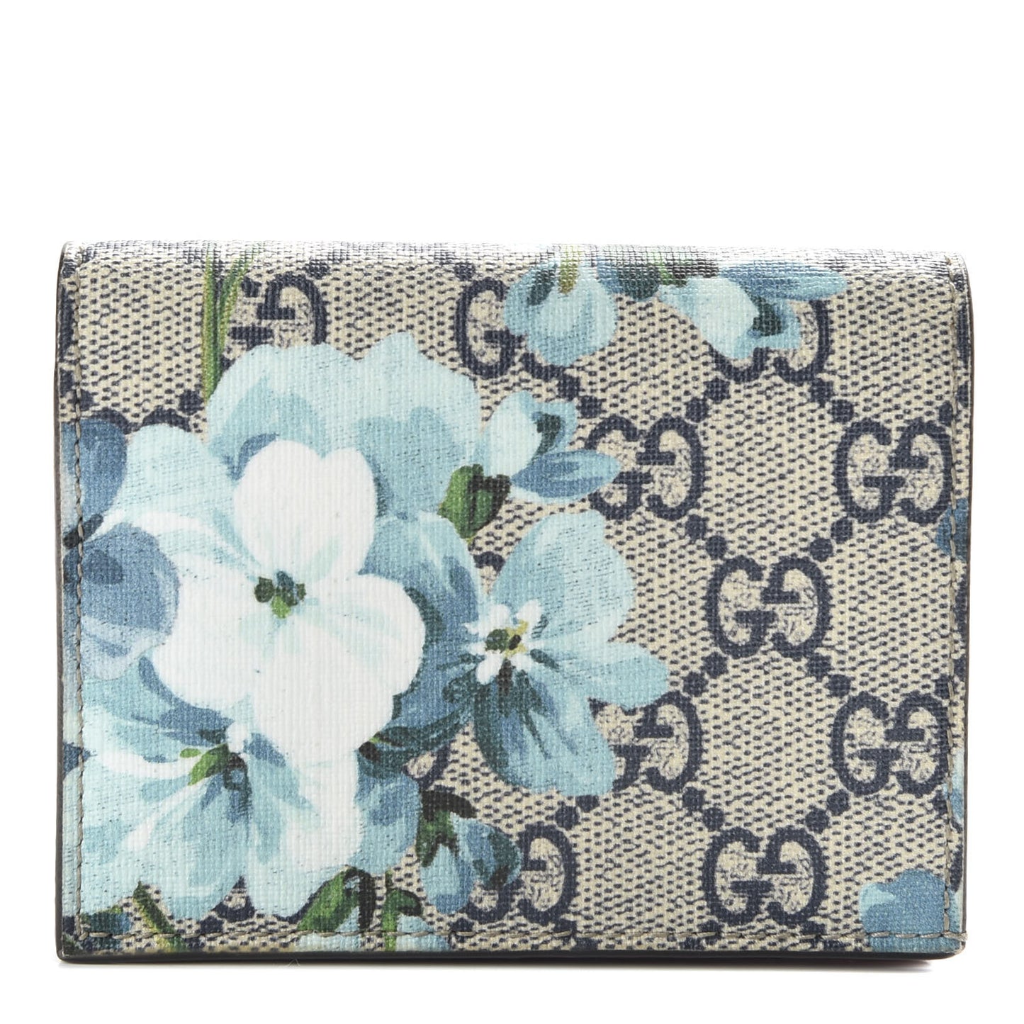 GG Supreme Monogram Blooms Card Case Beige Blue Navy Hibiscus Red