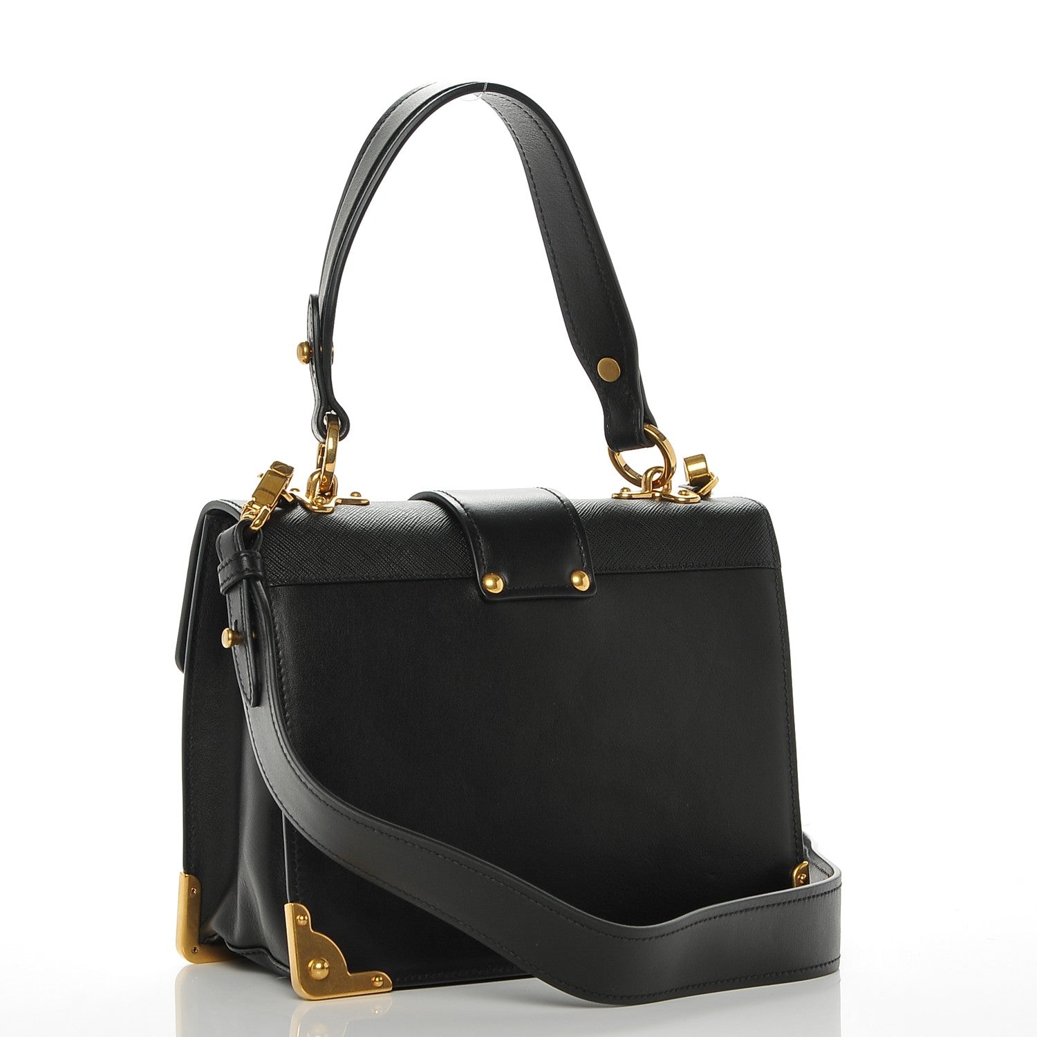 Prada City Calf Saffiano Animalier Top Handle Bag Black 3 of 7