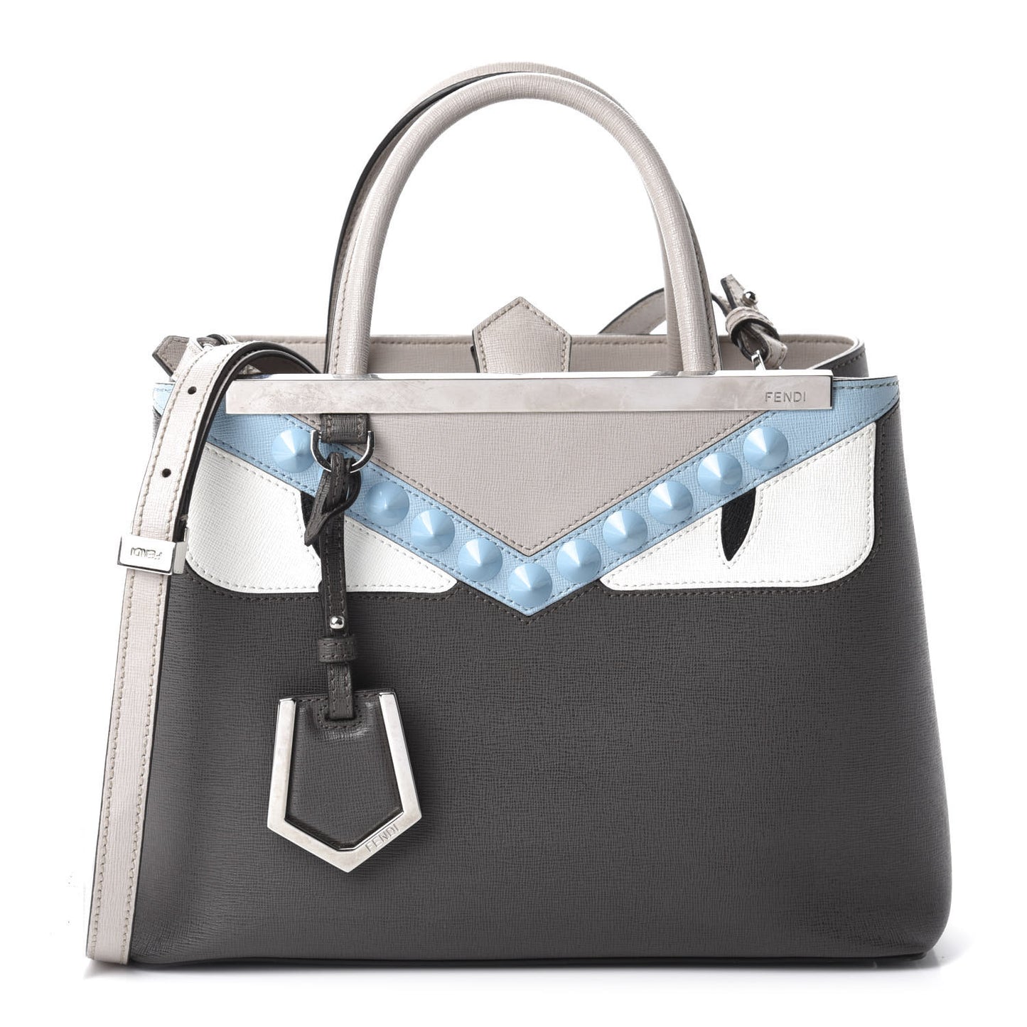 Vitello Elite Monster Eyes Studded Petite 2Jours Tote Carbone White Multicolor