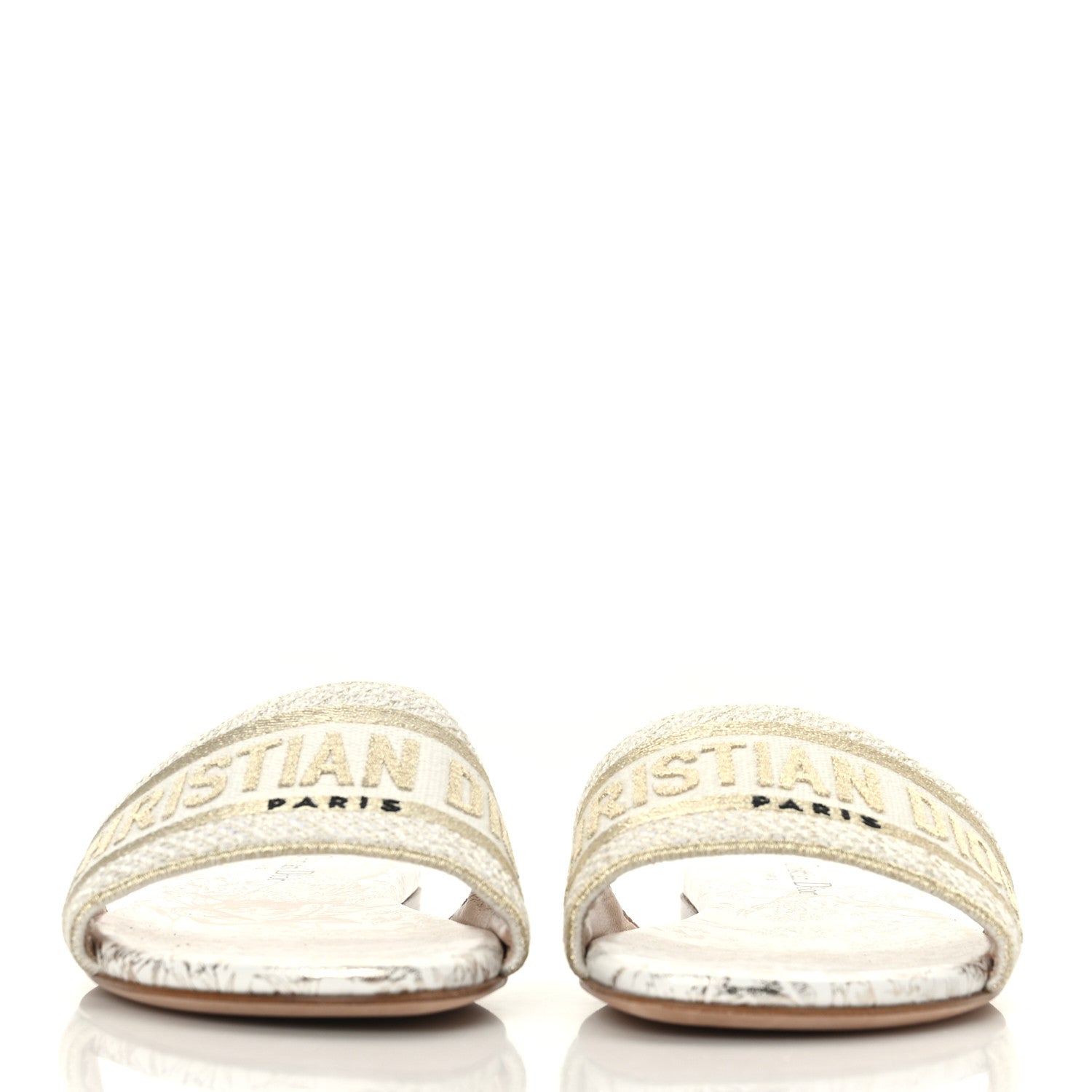 Christian Dior Canvas Lurex Jardin d'Hiver Embroidered Dway Flat Slide Sandals 36 White Palladium 2 of 8