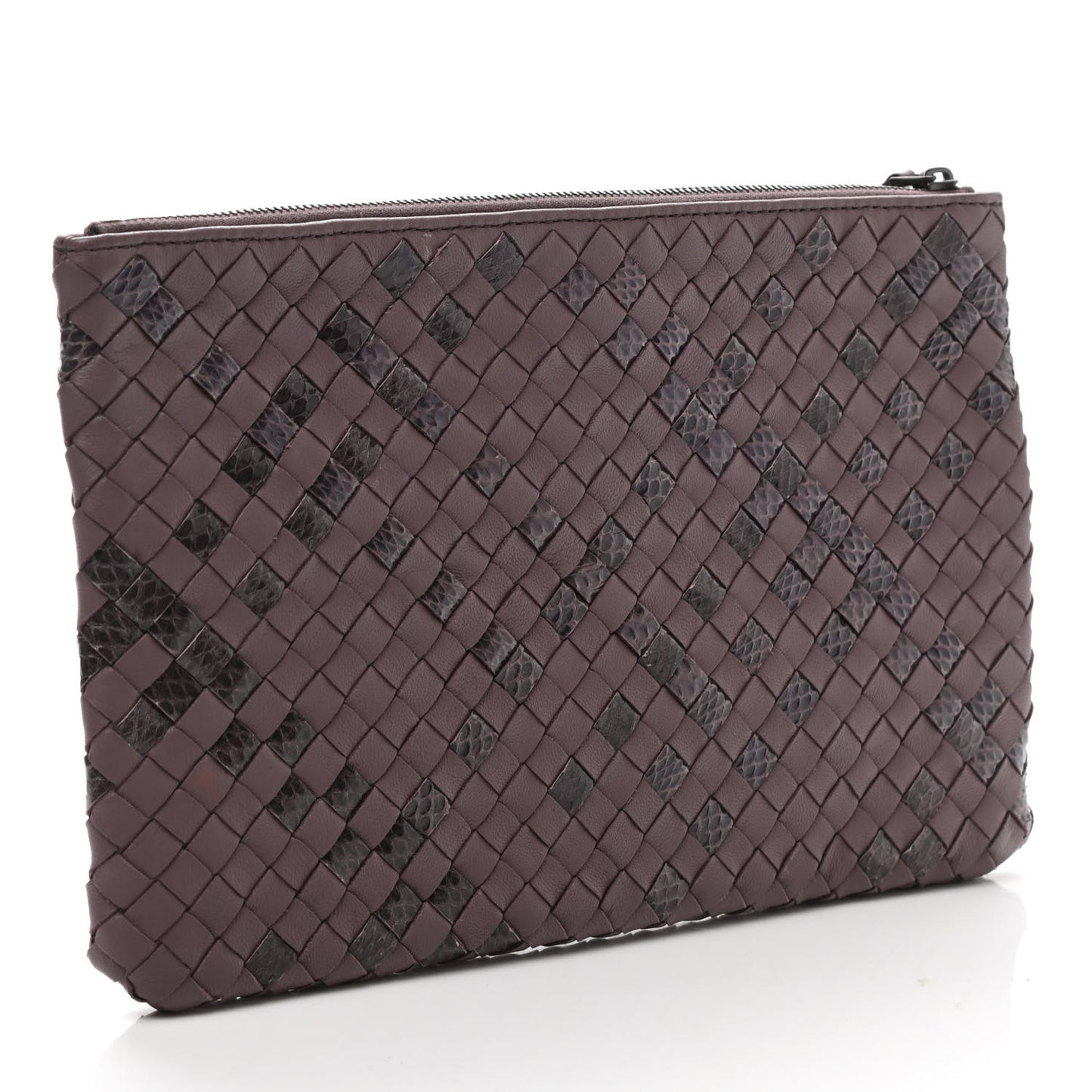 Nappa Intrecciato Elaphe Flat Zip Billetto Pouch Watteau
