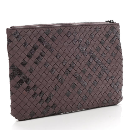 Bottega Veneta Nappa Intrecciato Elaphe Flat Zip Billetto Pouch Watteau 3 of 8