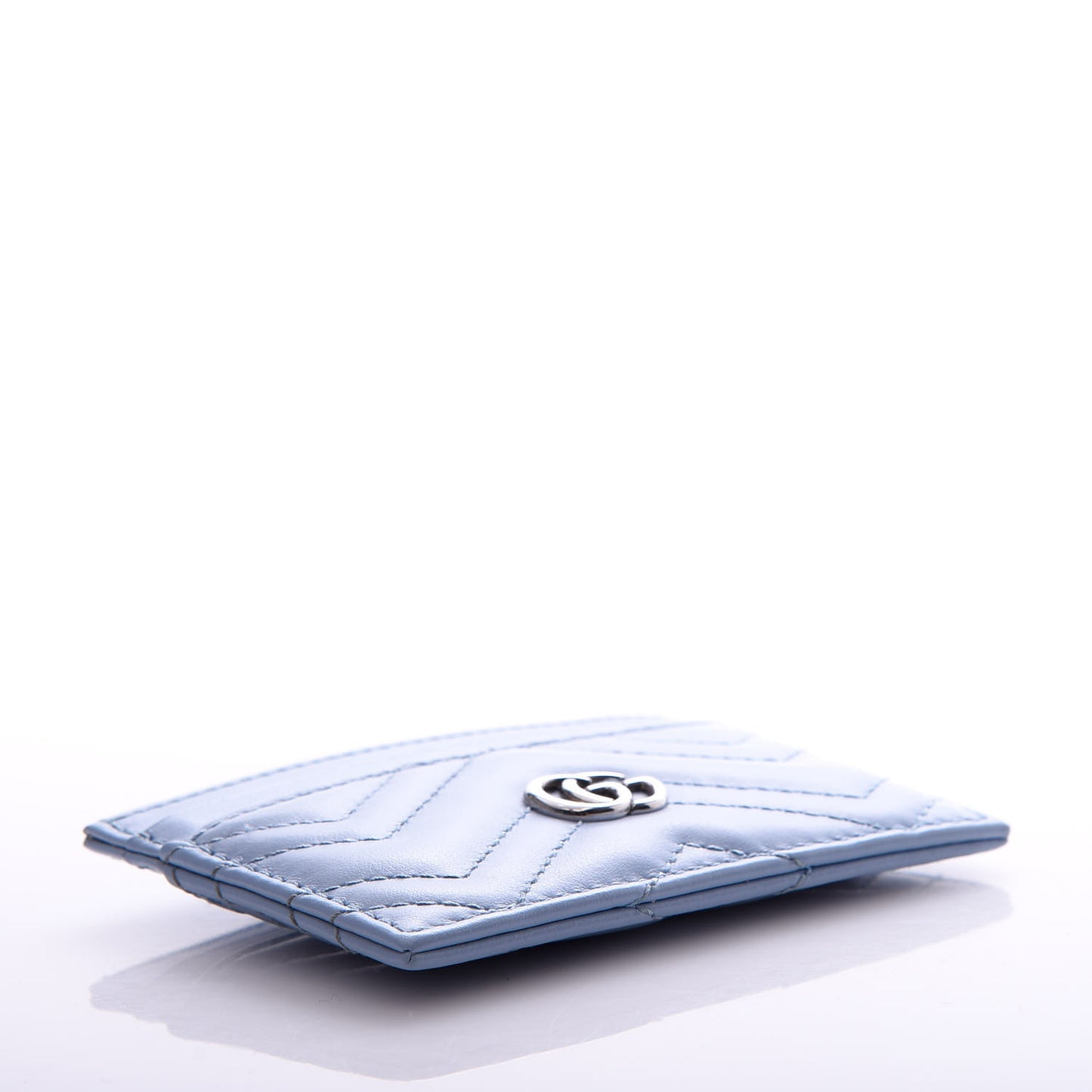 Calfskin Matelasse GG Marmont Card Holder Porcelain Light Blue