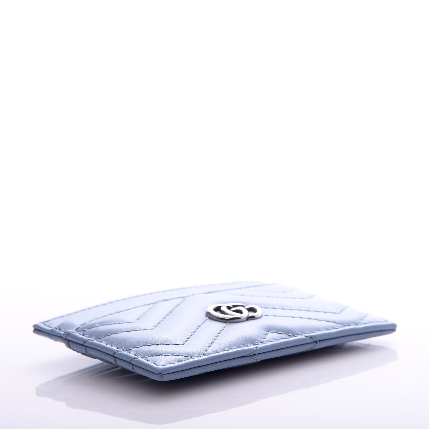 Gucci Calfskin Matelasse GG Marmont Card Holder Porcelain Light Blue 4 of 7
