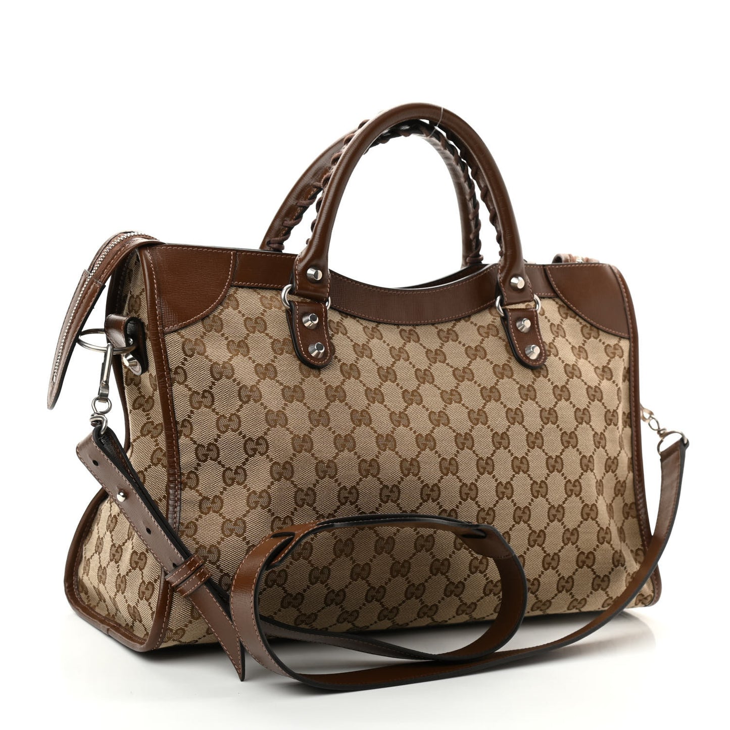 X GUCCI GG Monogram Azalea Calfskin Neo Classic Silver Hardware Medium City Beige Ebony Brown Sugar
