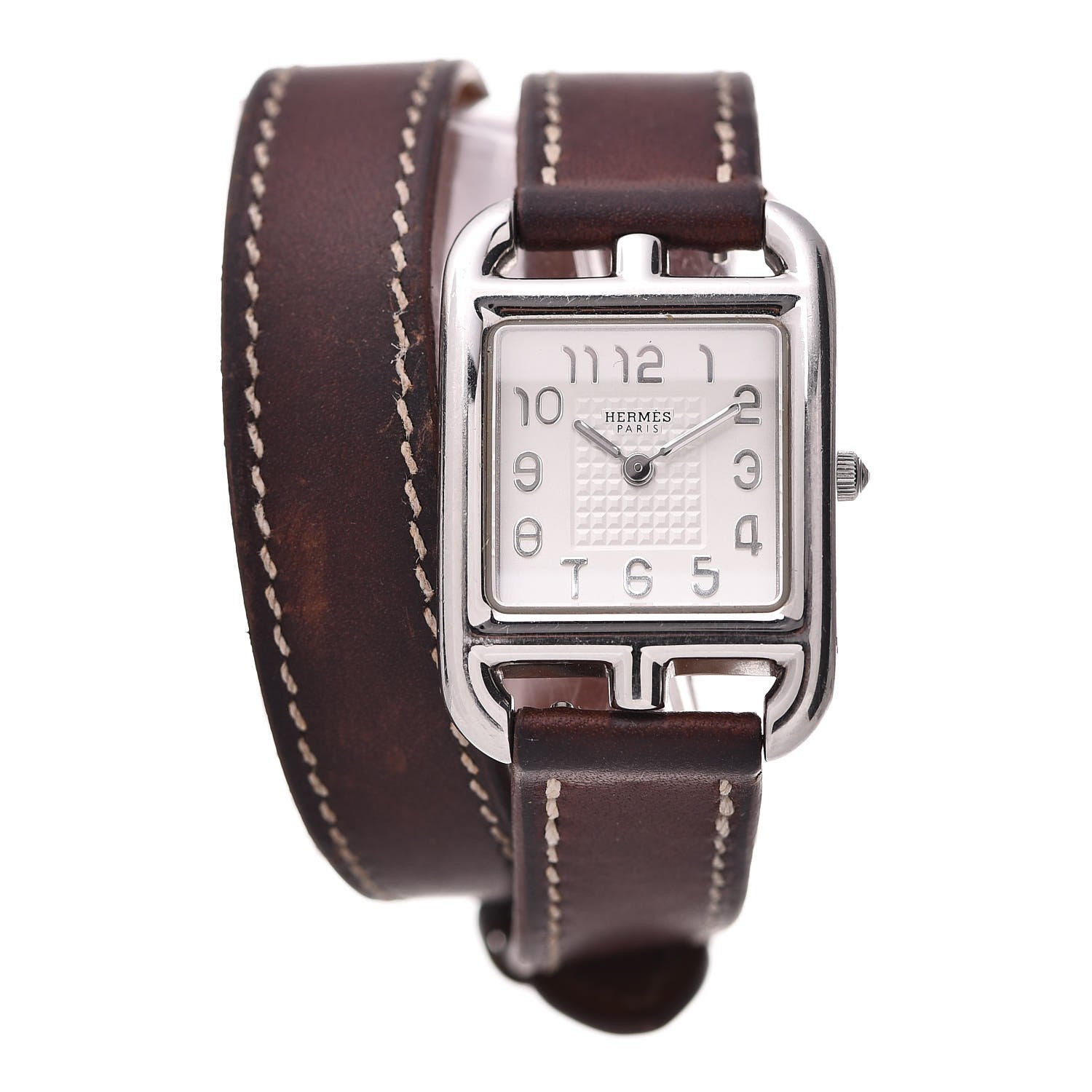 Hermes Stainless Steel Barenia 23mm Cape Cod Double Tour Quartz Watch Fauve 1 of 13