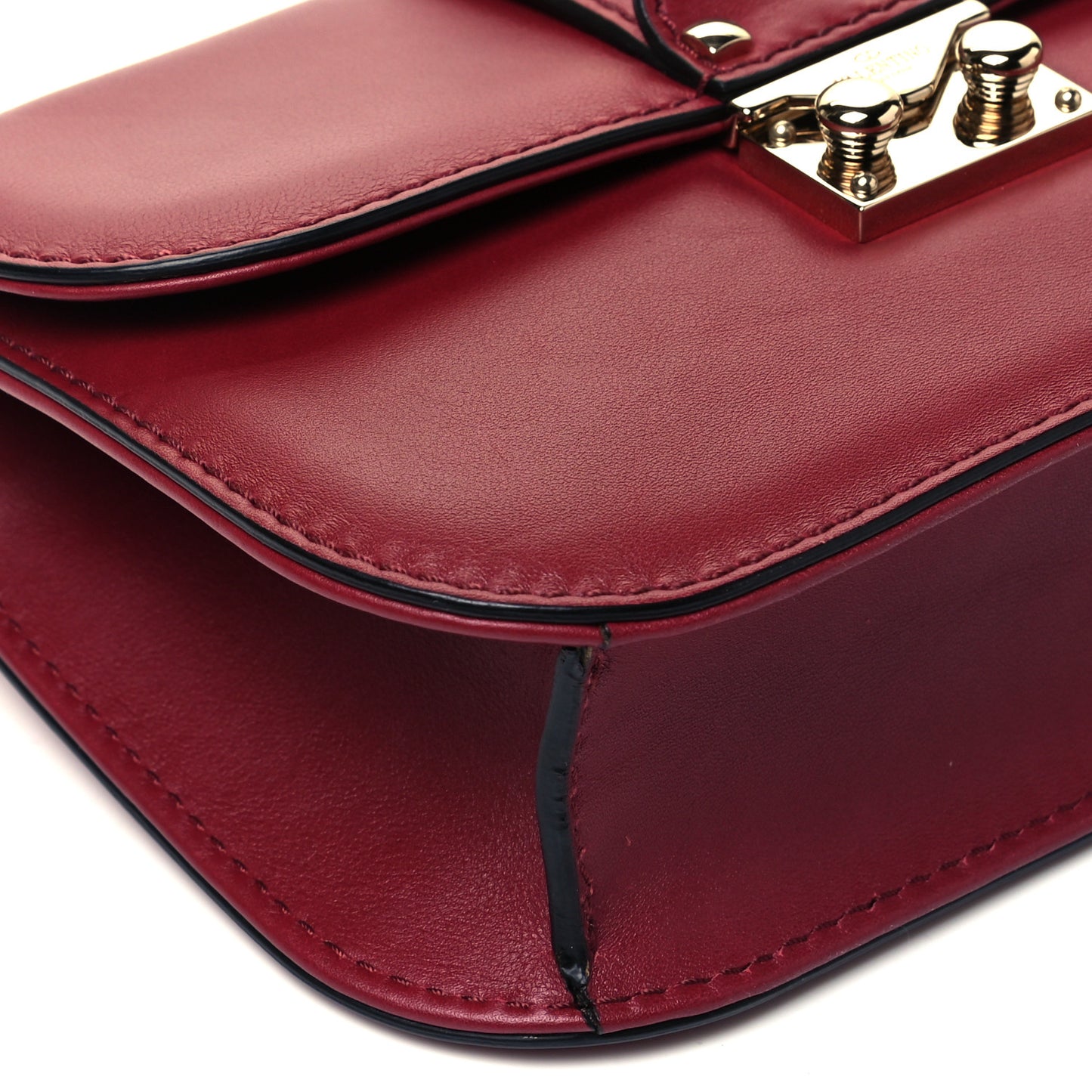 Vitello Small Glam Lock Rockstud Flap Scarlet