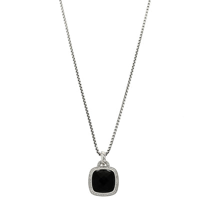 David Yurman Sterling Silver 14K Yellow Gold Diamond Black Onyx 14mm Albion Pendant Necklace 1 of 5