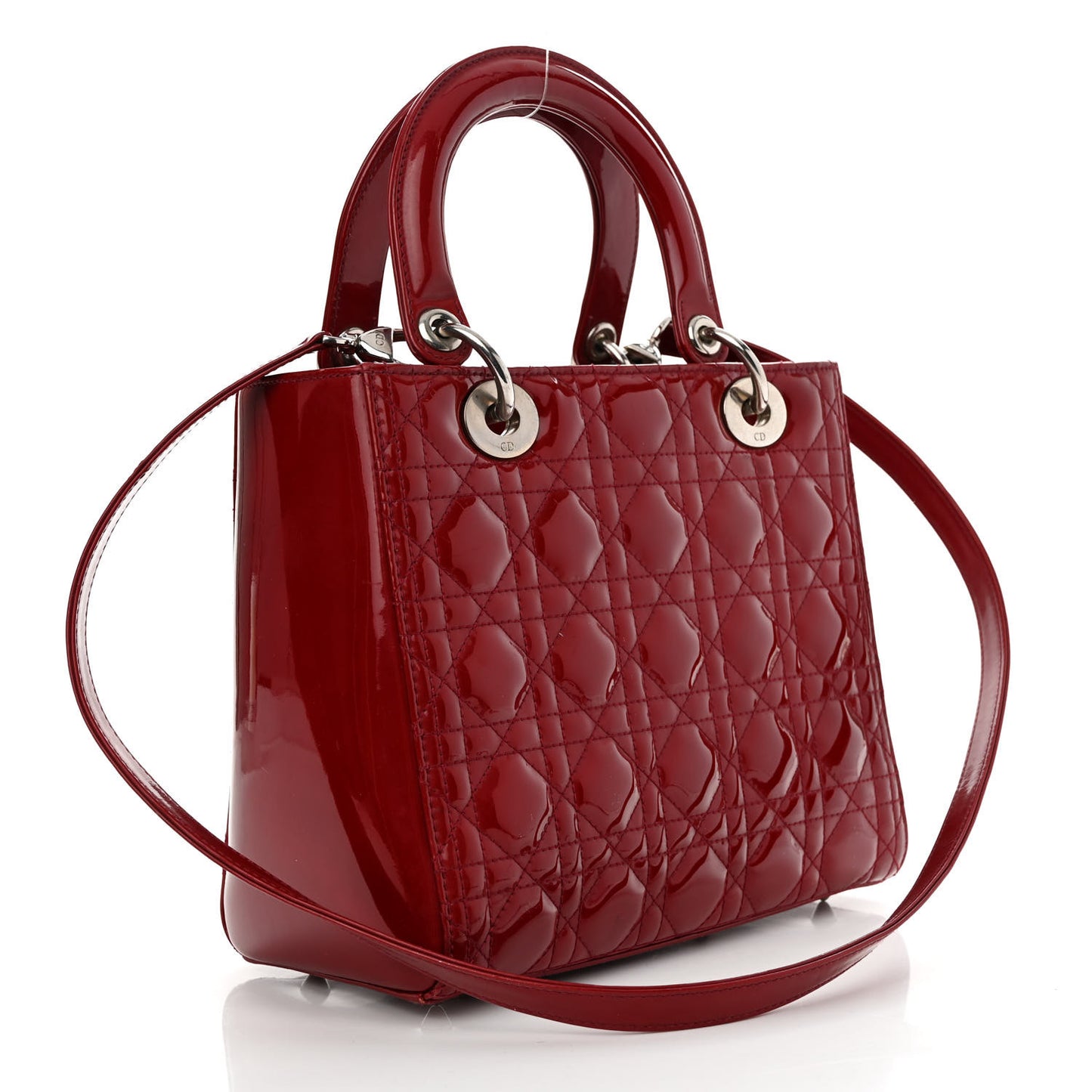 Patent Cannage Medium Lady Dior Red