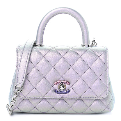 Chanel Iridescent Caviar Quilted Extra Mini Coco Handle Flap Purple 1 of 9