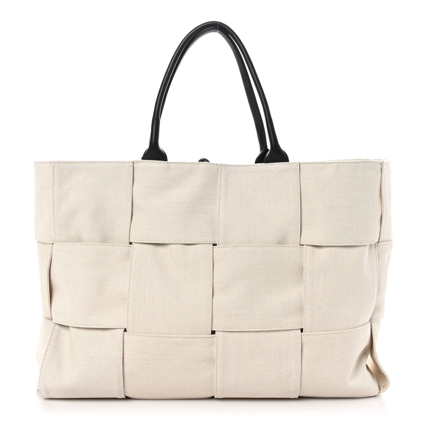 Canvas Intrecciato Large Arco Tote Beige Black