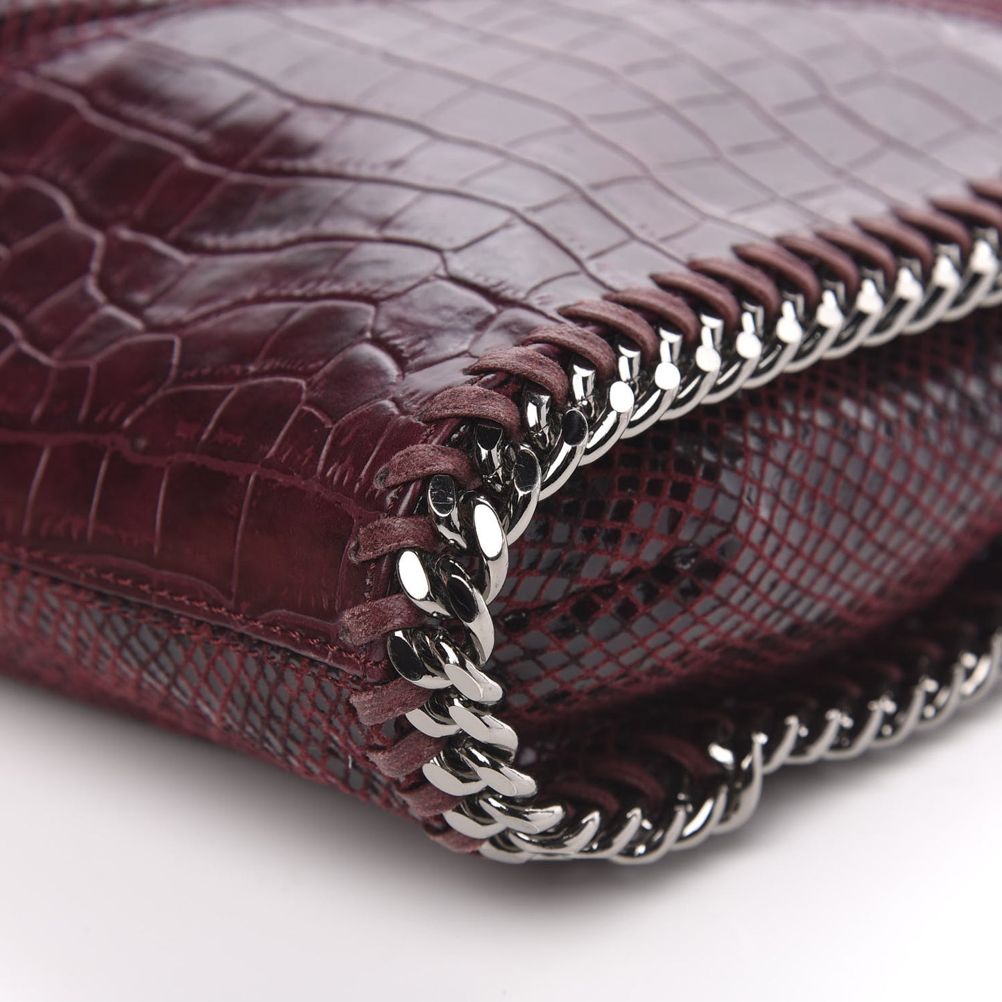 Eco Python Croc Small Falabella Fold Over Tote Red