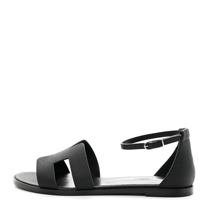 Hermes Epsom Santorini Sandals 39 Black 1 of 12
