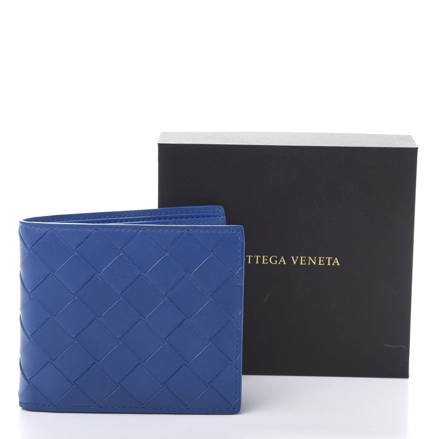 Bottega Veneta Nappa Maxi Intrecciato Bi-Fold Wallet Signal Blue 7 of 7