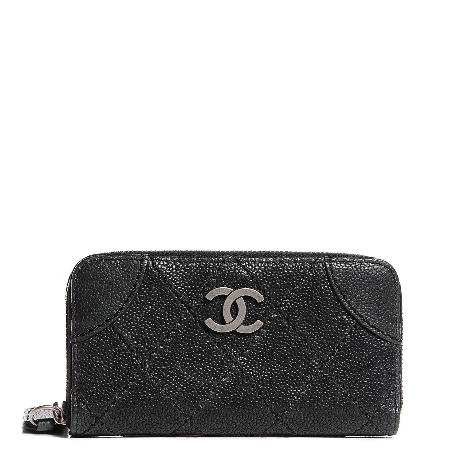 Chanel Caviar Outdoor Ligne Zip Coin Purse Wallet Black 1 of 8