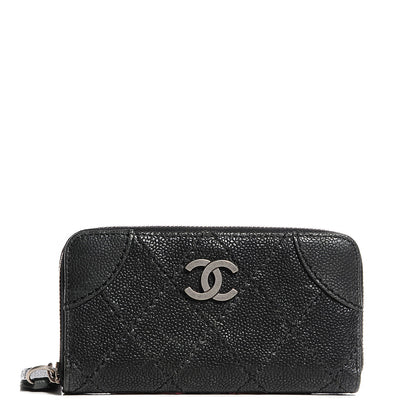 Chanel Caviar Outdoor Ligne Zip Coin Purse Wallet Black 1 of 8