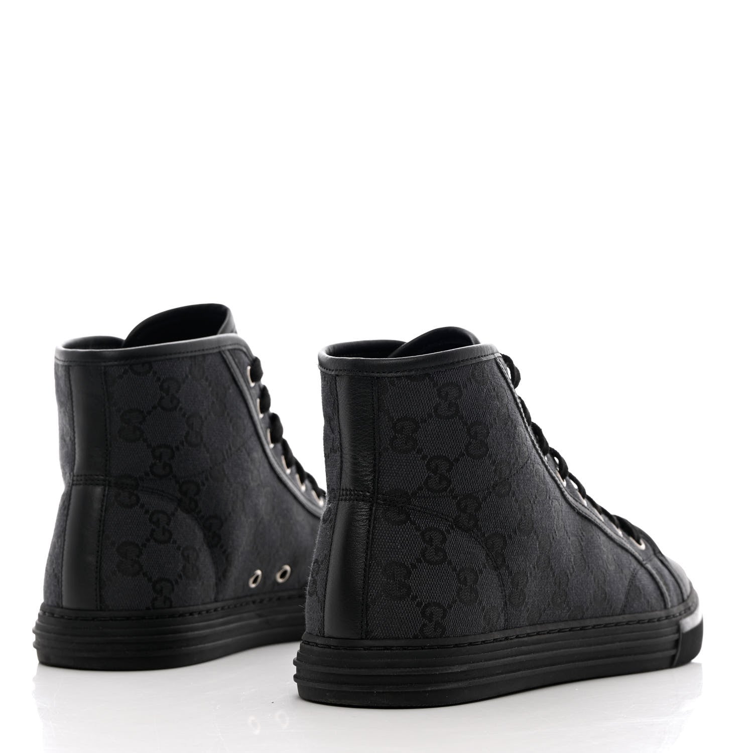 Gucci Monogram Mens High Top Sneakers 8 Black 4 of 12