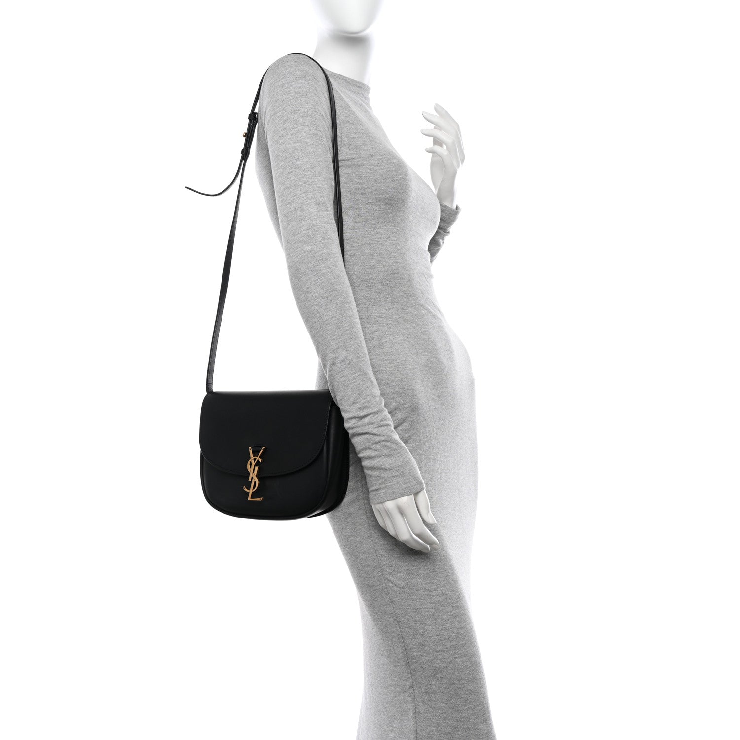 Saint Laurent Smooth Calfskin Monogram Medium Kaia Satchel Black 2 of 11