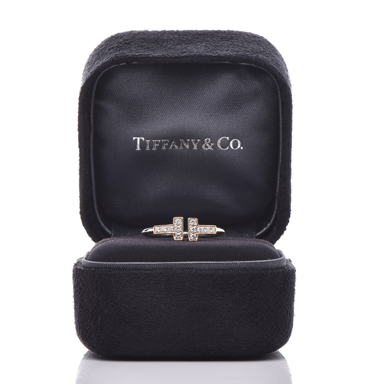 Tiffany 18K Rose Gold Diamond T Wire Ring 49 5 6 of 6
