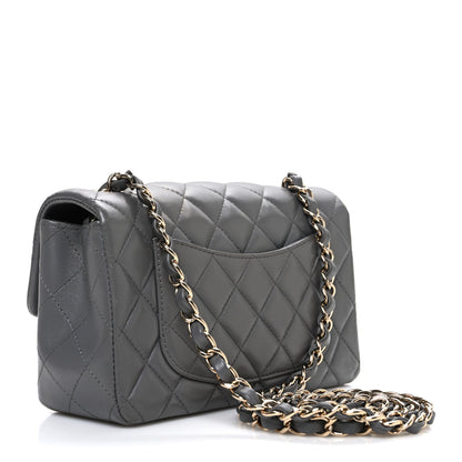 Chanel Lambskin Quilted Mini Rectangular Flap Dark Grey 3 of 11