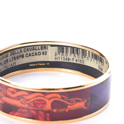 Hermes Enamel Printed Della Cavalleria Wide Bracelet 62 Cacao 5 of 5
