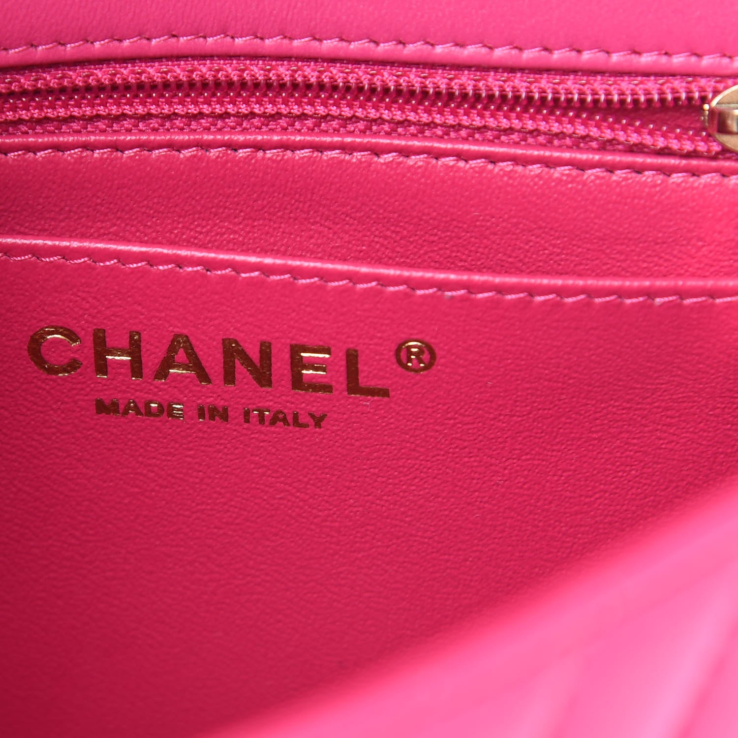 Chanel Lambskin Chevron Quilted Mini Square Flap Fuchsia 6 of 11