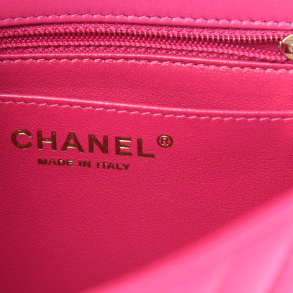 Chanel Lambskin Chevron Quilted Mini Square Flap Fuchsia 6 of 11