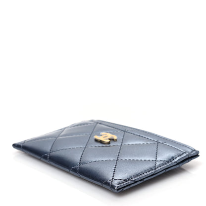 Chanel Metallic Lambskin Quilted Card Holder Dark Blue 9 of 9